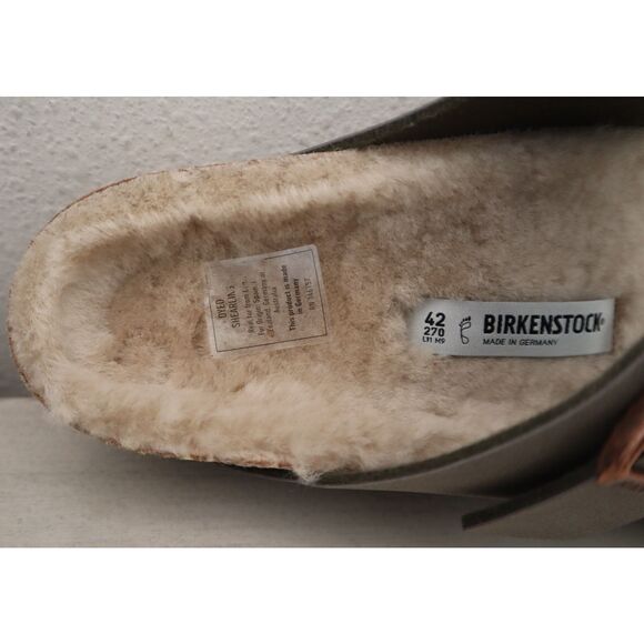 Birkenstock WMN Sz EUR 42 US 11 Green Arizona Shearling-Lined Slide Sandals - Picture 8 of 13